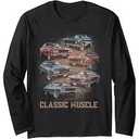 American Car Classic Muscle Car Vintage Novelty Retro Design Long Sleeve T-Shirt Large