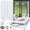 Gulrear Max 105" Sliding Door AC Vent Kit with Security Lock & 2 weather strippings Energy Saving Airtight Universal 5.0/5.9 Inch AC Hose Coupler Portable AC Balcony Door/Window Seal Plates kit