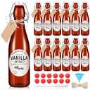 Vesici Swing Top Glass Bottles Set Amber Homemade Vanilla Extract Bottles with Stoppers Stickers Caps Jar Brush Funnel Rope Labels Vanilla Extract Jars for Christmas DIY Crafts ( Set of 7 )