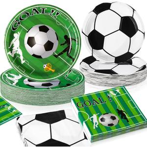 180 Pcs Soccer Party Plates and Napkins 7'' and 9'' Soccer Decorations Football Paper Disposable Football Party Supplies Tableware Set for Sports Birthday Serve 60(Green, Black and White) 180 Pcs Soccer Party Plates and Napkins 7'' and 9'' Soccer Decorations Football Paper Disposable Football Party Supplies Tableware Set for Sports Birthday Serve 60(Green, Black and White)