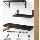 BAYKA Wall Shelves for Bedroom Decor, Floating Wall Shelves for Living Room Kitchen Storage, Wall Mounted Rustic Wood Floating Shelves for Kids Books, Corner Shelves for Bathroom, Office(Set of 3)