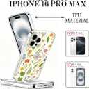 for iPhone 16 Pro Max Case, Floral Clear Case, Cute Floral Pattern Flower Design, Aesthetic Phone Cover, Scratch Resistant Shockproof Cover, Wildflowers and Ferns Pattern（B133）