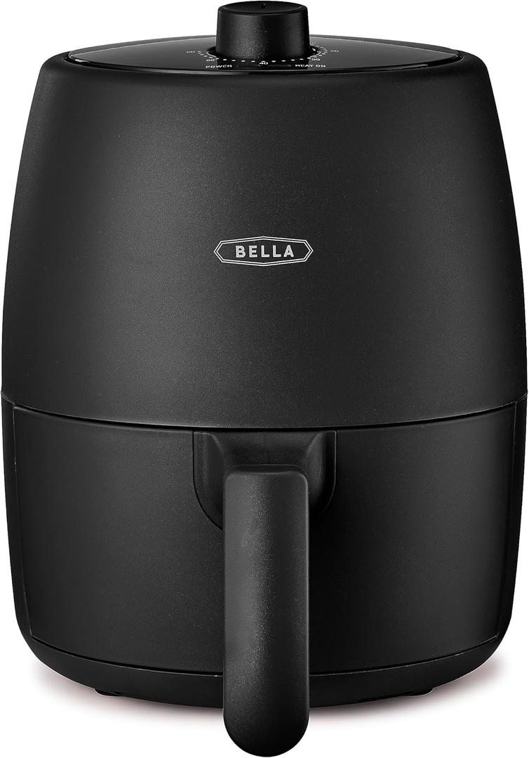 bella 2 qt Manual Air Fryer Oven and 5-in-1 Multicooker with Removable Nonstick and Dishwasher Safe Crisping Tray and Basket, 1200 Watt Heating System, Matte Black