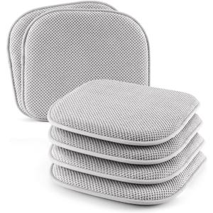 SWEMSTAR Chair Cushions - 15"*17" Kitchen Dining Chair Pads Foam Seat Cushion for Chairs Barstool Cushions Non Slip Seat Pad (6 PCS, Light Grey)