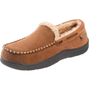 Zigzagger Men's Moccasin Slippers Memory Foam House Shoes, Indoor and Outdoor Warm Loafer Slippers (11.5, Tan)