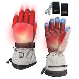CHILTECH Rechargeable Heated Gloves, Electric Hand Warmers with 3 Heat Settings, Waterproof Winter Gloves with Touchscreen Compatibility, Battery Powered for Cold Weather, Skiing, Snowboarding