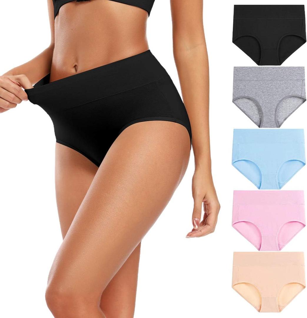 Molasus Women's Cotton Underwear High Waisted Full Coverage Ladies Panties (XX-Large, Multicolor-5pack-a2)