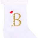 20 Inches Super Soft Plush Monogram Christmas Stockings Xmas Rustic Personalized Stocking Embroidered Letter Decoration for Decor (White)