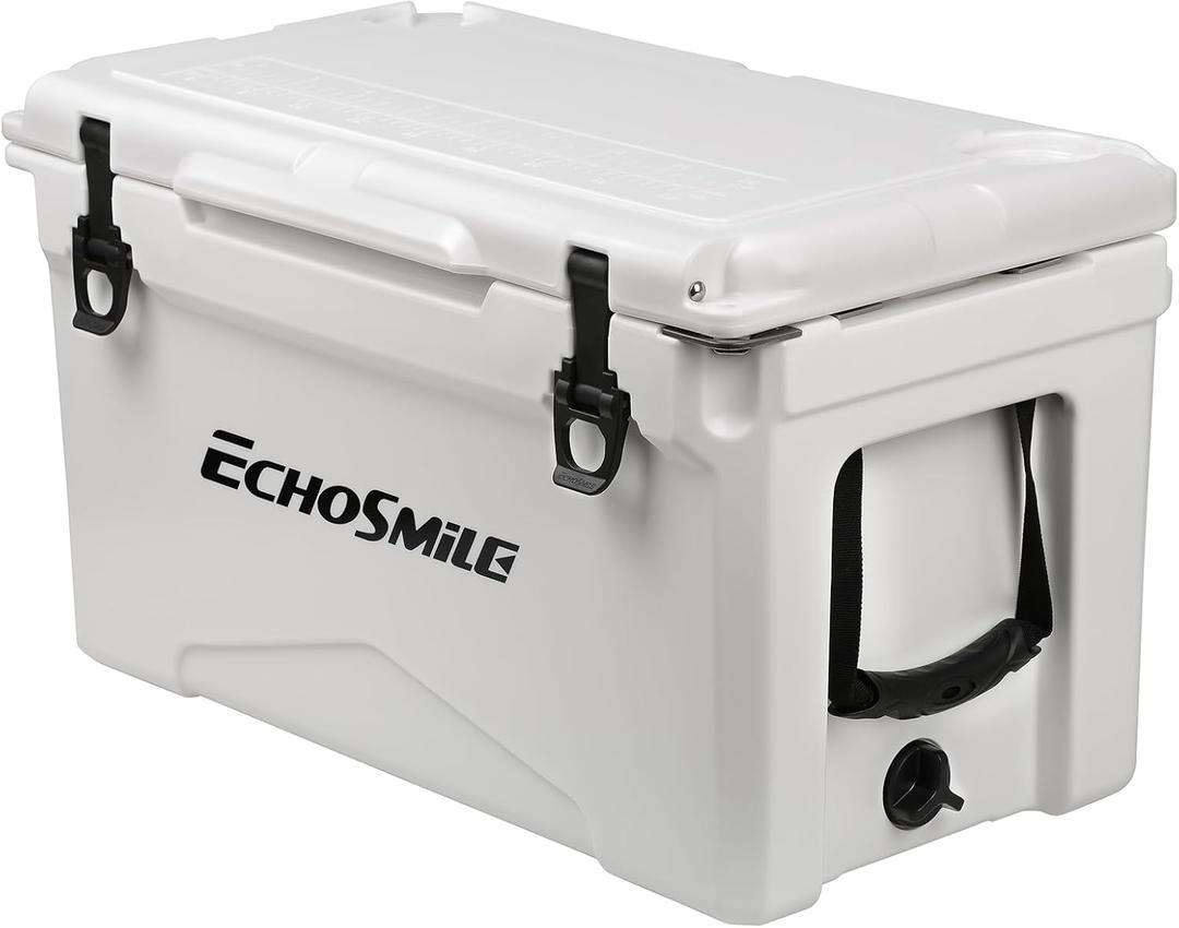 EchoSmile 25/30/35/40/60/75 Quart Rotomolded Cooler, Built to Stand up to The Rigors of The Journey (White)