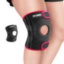 Fit Geno KneeXpert Knee Brace with Side Stabilizers & Patella Gel Pad - Adjustable Compression Support for Pain Relief, Meniscus, ACL, Arthritis, Running - M/L (Garnet)