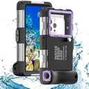 ShellBox Case Diving Case 2nd Gen for iPhone 17/16/15/14/13 Pro Max Plus Air Samsung Galaxy SeriesS25-S20 Ultra, Universal Phones[4.9-6.9 Inch],Snorkeling[15m/50ft] Full Body Protector Black-Purple