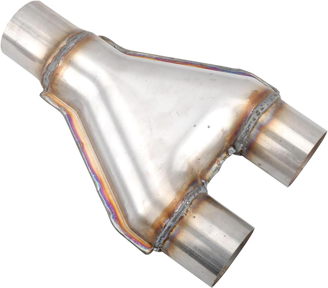 Y Pipe 2 Inch ID Single to 2 Inch ID Dual Exhaust Adapter Connector, T409 Stainless Steel, Overall Length: Approx. 10", Universal