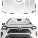 Windshield Sun Shade for 2019-2025 Toyota RAV4; 2021-2024 RAV4 Prime. Front Window Sunshade with Storage Bag (Classic Shiny Silver)
