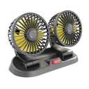 Dual Head Car Fan for Vehicle, 360 Adjustable Portable Cooling Fan with 2 Speeds, Dashboard Air Circulator for Car Truck SUV RV, Quiet Auto Fan for Backseat Travel Camping