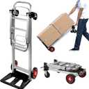 3-in-1 Aluminum Folding Hand Truck Dolly, 400lbs Heavy Duty Dolly Cart with Wheels, Convertible Hand Truck with Retractable Handle for Moving Home Warehouse Office Camping