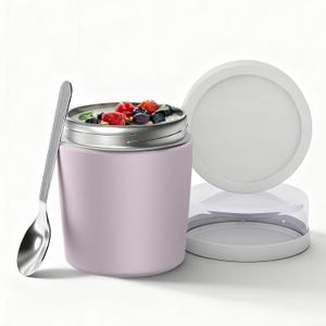 Bakpoco Thermo for Hot Food for Kids Adults, 16.9oz Leakproof Insulated Food Jar with Detachable Snack Container (6.7oz) & Spoon, Wide Mouth Stainless Steel Lunch Food Container for School, Office