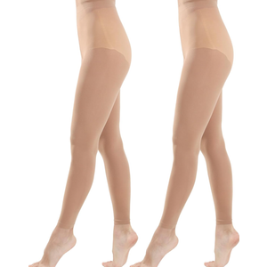 MANZI Footless Tights for Women Dance Tights 40 Denier Semi Opaque Pantyhose 2 Pairs XL