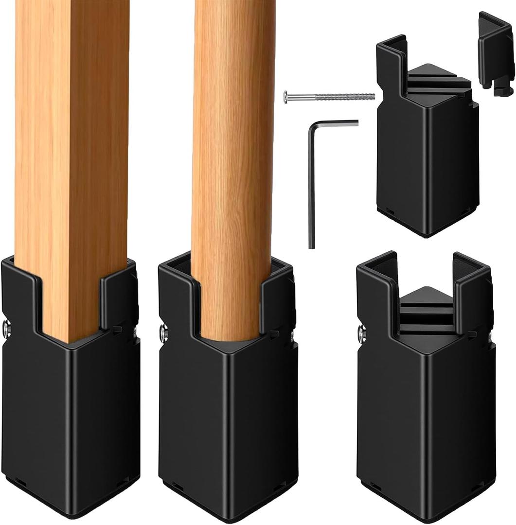 4 Pack Adjustable Bed Risers Furniture Risers,4 Inch with Screw Clamp, Heavy Duty Bed Riser for Chair Desk Table Legs 0.81.6 inch, Black