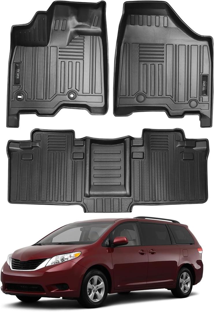 Vanseno 1st & 2nd Car Floor Mats Compatible for 2011-2020 Toyota Sienna 7 Seat All Weather TPE Floor Liner for 2011 2012 2013 2014 2015 2016 2017 2018 2019 2020 Toyota Sienna Accessories