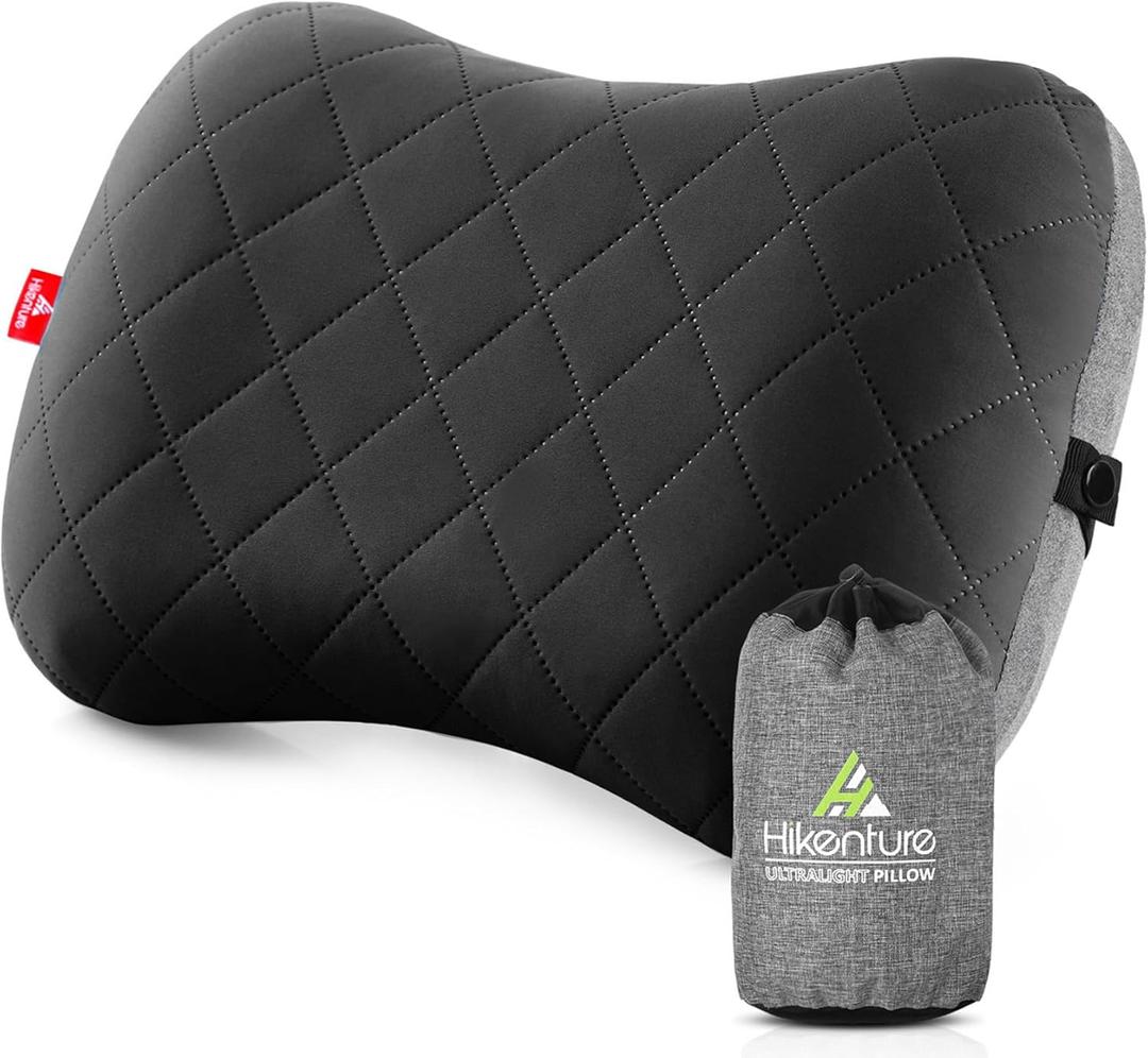 Hikenture Camping Pillow with Removable Cover - Ultralight Inflatable Pillow for Neck Lumbar Support - Upgrade Backpacking Pillow - Washable Travel Air Pillows for Camping, Hiking, Backpacking (Black)