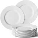 Hushee 12 Pack White Dessert Plates/Salad Dishes Set, Small Dinner Plates for Snacks, Dishes, Round Serving Dishes (7 Inch)