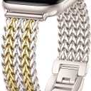 Metal Band Compatible with Apple Watch Bands for Women 40mm 41mm 42mm 38mm 44mm 45mm 46mm 49mm, Dressy Stainless Steel Link Bracelet, Designer Strap for iWatch Series 11/SE/10/9/8/7/6/5/4/3/2/1/Ultra