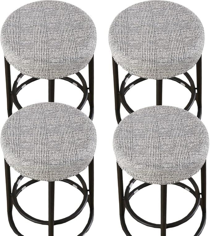 HFCNMY Stool Covers Round,4 Pack Stretch Round Bar Stool Covers Washable Bar Stool Seat Covers Stool Cushion Slipcover Elastic Bar Chair Covers for 13-20 Inch Chair (Light Gray)