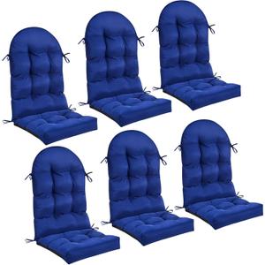 Geelin 6 Pcs Outdoor Patio Chair Cushion Thick High Back Adirondack Chair Cushion Tufted Weather & Fade Resistant Anti-Slip Outside Rocking Chairs Pads with Ties, 44 x 19 x 4 Inch (Dark Blue)