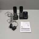 Panasonic Cordless Phone with Answering Machine, Advanced Call Block, Bilingual Caller ID and High-Contrast Display, Expandable System with 2 Handset Cordless Telephones - KX-TGD832M (Metallic Black)