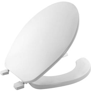 BEMIS 75 Commercial Open Front Plastic Toilet Seat, Heavy Duty Industrial Seat with Lid, Round, White
