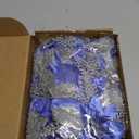 Canlierr 12 Pieces 5.7 Inch Christmas Poinsettia Flower Christmas Glitter Artificial Flower with Clips Xmas Tree Ornament for Wreath Garland Party Decor (Blue,Silver)