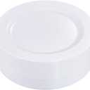 I00000 50Pcs White Plastic Dinner Plates 10.25 Inch, Premium Disposable Party Plates, Safe and Reusable, Heavy Duty Plastic Plates Perfect for Wedding & Party