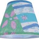 Aspen Creative 32172A Transitional Hardback Empire Shape Spider Construction Lamp Shade in Blue & Green with Beach Theme, 9" wide (5" x 9" x 7")