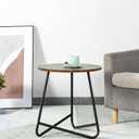 Small Round Side End Table,Modern Coffee Table,Metal Nightstand for Living Room,Bedroom,Office,Indoor & Outdoor(Brown)