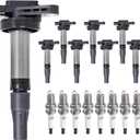 Ignition Coil Pack & Spark Plugs Replacement for 4.2 4.4 V8 Jaguar S-Type Super V8 Vanden Plas XF XJ8 XJR XK XK8 XKR, Land Rover LR3 Range Rover Sport 2003 2004 2005 2006 2007 2008 2009, UF519, 8pc