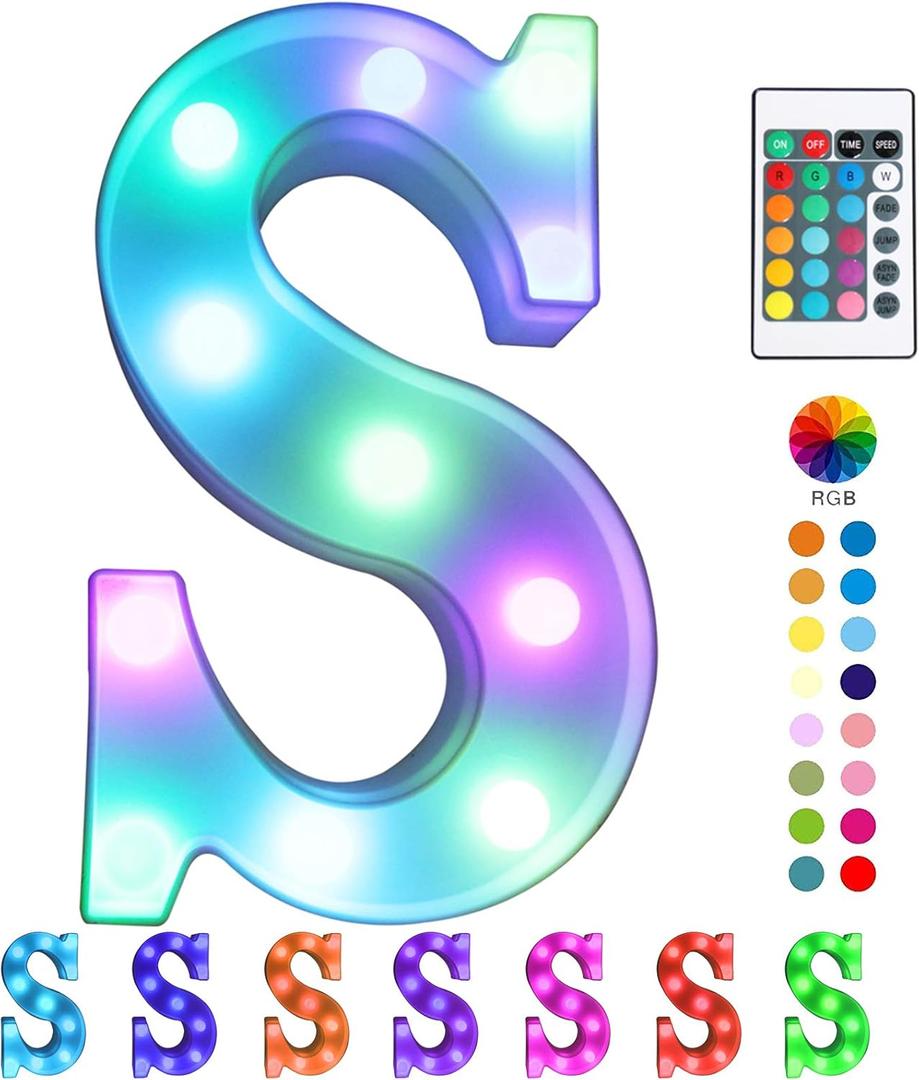 Pooqla Colorful LED ight Up Marquee Signs with Remote  Party Bar Letters with Lights Decorations for The Home - Multicolor S