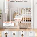 VEVOR Baby Gate for Stairs, 29.5-43 in Adjustable Width, Baby Gate with Adjustable Cat Door, with Pressure Mount Kit and Wall Mount Kit, Secure Metal Pet Door for Stairs, Doorways, and House, White
