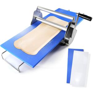 Folding Dough Sheeter with 2 Sheeter Boards Countertop Manual Dough Roller Machine Stainless Steel Thickness Adjustable