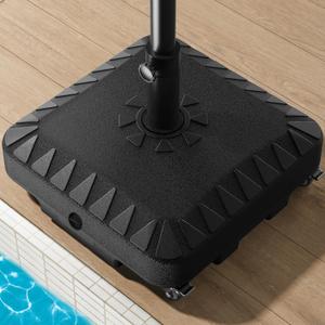 QNCZ Premium Patio Umbrella Base with Wheels, 120lbs Weighted Umbrella Stand Outdoor Base, Heavy Duty Umbrella Base, Easy Move Outdoor Umbrella Base for Patio, Outdoor Swimming Pool, Black, 16 inches x 18 inches x 5 inches
