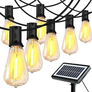 Solar String Lights for Outside: 100FT ST38 50*Bulbs 6W Ultra-Long Battery Life Solar Panel Outdoor Hanging Lights for Patio Garden Yard Porch Gazebo