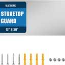 12" By 30" Stainless Steel Stove Backsplash, Reversible Ultra Flat Splatter Guard Range Hood Backsplash, Easy Clean Wall Shield Magnetic Metal Panel