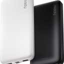 Miady 2-Pack Portable Charger, Slim 10000mAh Power Bank Travel Battery Pack | Dual USB丨3 Outputs 2 Inputs丨for Backpack Travel Camping丨Slim丨Compatible with iPhone Android etc丨Flight-Safe丨37Wh丨Black+White
