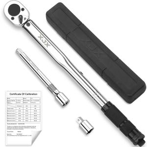 XJX 1/2-Inch Drive Click Torque Wrench Set, 10-160FT-LB/13.6-217.1Nm Torque Wrench