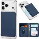 TUCCH for Magsafe Card Holder with Clear ID Window, Fit 6 Cards, RFID Blocking PU Leather Men Women Magnetic Phone Wallet for iPhone 17/16/15/14/13/12/Plus/Air/Pro/Pro Max Series, Blue
