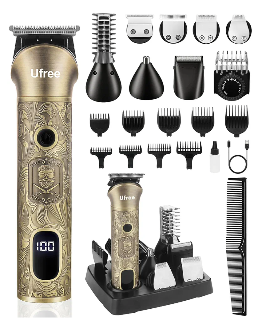 Ufree Beard Trimmer for Men, Electric Razor Shaver, Cordless Hair Clipper Shaving Kit for Mustache Body Nose Ear Hair Facial, Adjustable Beard Grooming Kit Birthday Gifts for Men