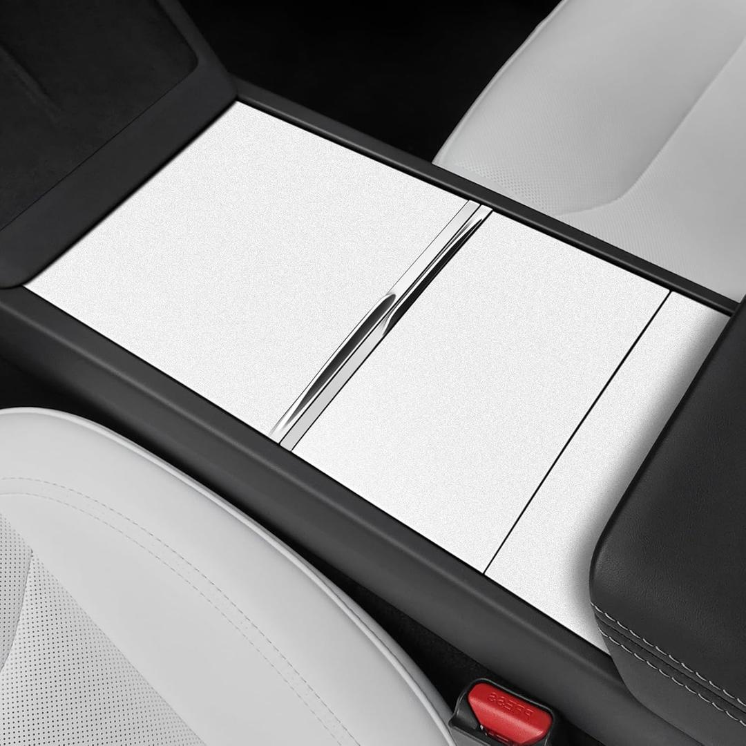 Center Console Wrap Kit for Tesla Model 3(Highland) 2024 2025 and Model Y Juniper Accessories Console Cover Interior Decoration Wrap Kit(White)