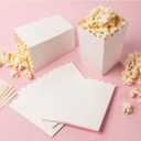 BLUE PANDA Popcorn Boxes for Party - 100 Pack, White, 3.3 x 5.5 x 3.5 In - White Popcorn Boxes for Movie Night