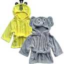 Sunny zzzZZ 2 Pack Unisex Baby Plush Animal Face Robe for 0-9 Months - Neutral Design Newborn Clothes for Boys and Girls - Baby Essentials Registry Search Gifts - Cute Bee and Happy Elephant