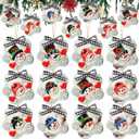 Soulchen 12 Pcs Christmas Snowman Ornaments for Tree Rustic Wooden Xmas Snowman Tree Ornaments Merry Christmas Joy Novel Snowflake Xmas Hanging Decorations for Winter Holiday Craft Party Supplies