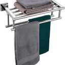 KOKOSIRI Bathroom Towel Rack Towel Holder 16 Inch Bath Towel Shelf with Double Towel Bars Wall Mounted, Polished Chrome Stainless Steel B6005CH-L16